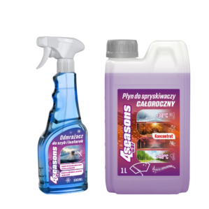 4SEASONS Zestaw Odmrażacz do szyb i lusterek + koncentrat płynu do spryskiwaczy 1L
