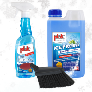 PLAK zestaw Zimowy płyn do spryskiwaczy 1l, odmrażacz, szczotka do śniegu